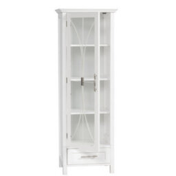 Teamson Home Freestanding Tall Column Bathroom Cabinet With Glass Panelled Door, Bathroom Storage, White - thumbnail 7
