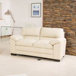 Genoa 162Cm Cream Bonded Leather 2 Seat Sofa Removable Back Sections For Easy Delivery
