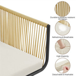 Yaheetech 3 Piece Tan/cream Wicker Outdoor Patio Bistro Set With Cushions & Pillows - thumbnail 7