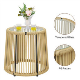 Yaheetech 3 Piece Tan/cream Wicker Outdoor Patio Bistro Set With Cushions & Pillows - thumbnail 5