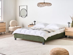 Beliani Bed Without Headboard Boucle Roanne 160 X 200 Cm (Eu King Size) Dark Green - thumbnail 2
