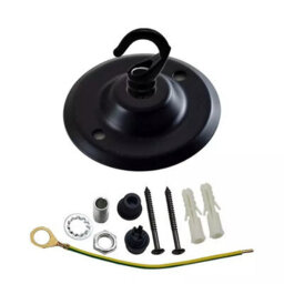 Shiny Black Ceiling Rose 75mm Dia With Hook Decorative Light Ceiling Canopy For Pendant Lamps Heavy Duty Gloss Finish Easy Install