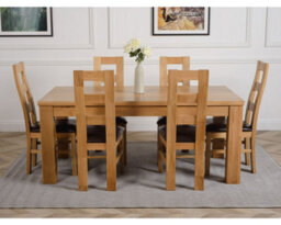 That's Furniture Dakota 182 X 92 Cm Chunky Oak Large Dining Table And 6 Chairs Dining Set With Yale Chairs - thumbnail 2