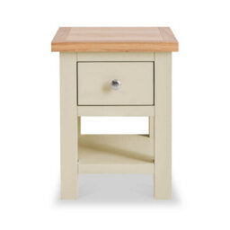 Farro Cream 36Cm Lamp Side Table With Drawer - Painted With Oak Top - Fully Assembled By Roseland Furniture - thumbnail 2
