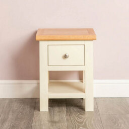 Farro Cream 36Cm Lamp Side Table With Drawer - Painted With Oak Top - Fully Assembled By Roseland Furniture - thumbnail 4