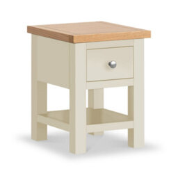 Farro Cream 36Cm Lamp Side Table With Drawer - Painted With Oak Top - Fully Assembled By Roseland Furniture