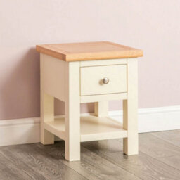 Farro Cream 36Cm Lamp Side Table With Drawer - Painted With Oak Top - Fully Assembled By Roseland Furniture - thumbnail 3