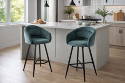 Aspect Furniture Set Of 2 Skylar Upholstered Swivel Barstool,black Legs-Green Fabric - thumbnail 9