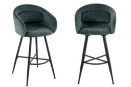 Aspect Furniture Set Of 2 Skylar Upholstered Swivel Barstool,black Legs-Green Fabric - thumbnail 2