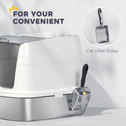 Pawhut Stainless Steel Litter Box, Enclosed Metal Cat Litter Tray With Scoop - thumbnail 7