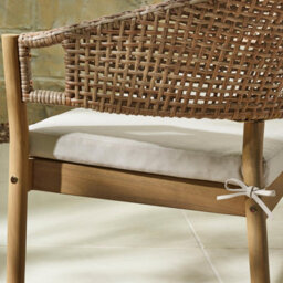 Furniturebox Asa Wooden Garden Bench - 3 Seater Wicker Rattan Garden Bench, Outdoor & Patio Dining Bench, Wood & Cream Cushions - thumbnail 6