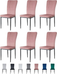 MCC Direct Set Of 6 High Back Dining Chairs Velvet Fabric Kitchen Dining Seating Pink- Elle By Mcc