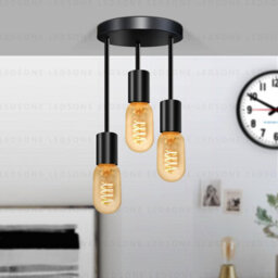 Industrial Black Metal 3-Way Ceiling Light With E27 Base And Adjustable Cords For Living Room Bedroom  Restaurant - thumbnail 8