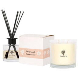 Nicola Spring Soy Wax Scented Candle & Reed Diffuser Set - Tropical Sunrise 400G Candle 45 Hour Burn & 200Ml Diffuser 60 Day Scent - thumbnail 1