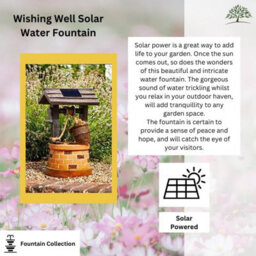 Vintage Style Water Fountain - Solar Powered Resin Wishing Well Colour Recycling Water Feature - thumbnail 4