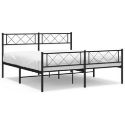 Berkfield Metal Bed Frame With Headboard And Footboard Black 140X200 Cm - thumbnail 2