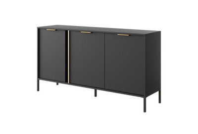 Arte Lars C Contemporary Sideboard Cabinet 3 Hinged Doors 3 Shelves Anthracite (H)820mm (W)1530mm (D)400mm - image 1