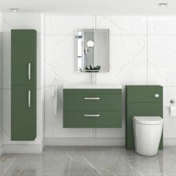 Royal Bathrooms Turin 800mm Wall Hung Vanity Unit Matt Green 2 Drawer Mid-Edge Basin - thumbnail 4