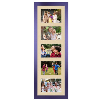 AK Frames 26X8 Purple Modern Multi Photo Frame With Ivory Mount - Holds 5 Apertures (5X) 6X4 Photos - image 1