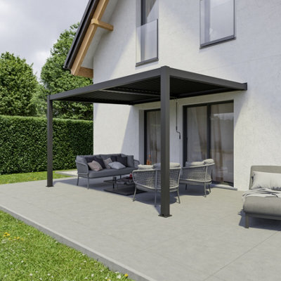 Agadon Aluminium Pergola Shading System 400 X 300 Cm Anthracite Wall Mounted - image 1