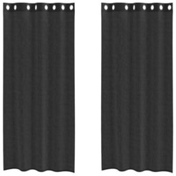 Berkfield Voile Curtains With Grommets 2 Pcs Black 140X225 Cm - thumbnail 2