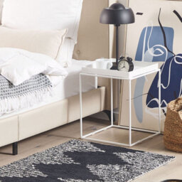 Beliani Cotton Area Rug 80 X 150 Cm Black And White Geometric, Low Pile, Underfloor Heating Compatible - thumbnail 2