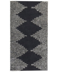 Beliani Cotton Area Rug 80 X 150 Cm Black And White Geometric, Low Pile, Underfloor Heating Compatible - thumbnail 1
