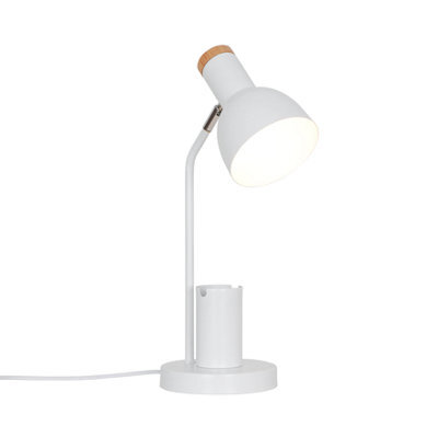 Nordlux Devone Metal Table Lamp Pen & Phone Holder  White,mains - image 1