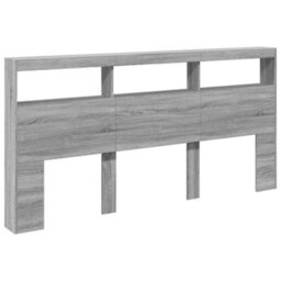 Berkfield Headboard Cabinet With Led Grey Sonoma 200X17X102 Cm - thumbnail 3