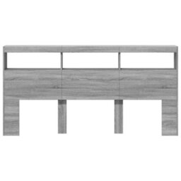 Berkfield Headboard Cabinet With Led Grey Sonoma 200X17X102 Cm - thumbnail 6