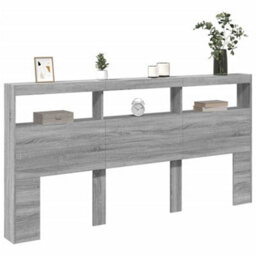 Berkfield Headboard Cabinet With Led Grey Sonoma 200X17X102 Cm - thumbnail 5