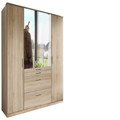 Diver 4 Door Oak Wardrobe With Drawers - image 1