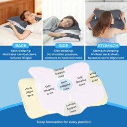 Lavio Ergonomic Butterfly Neck Pillow For Side Back Stomach Sleepers Washable - thumbnail 5