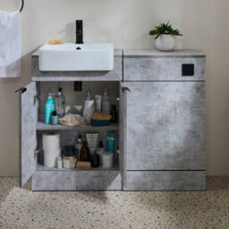 Homestylestore 1050mm Concrete Grey Bathroom Combination Vanity Toilet Wc Unit And Black Finger Pull Handles - thumbnail 3