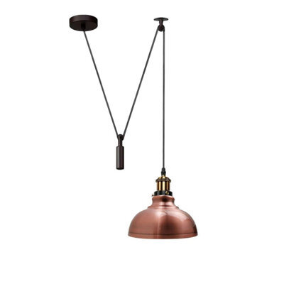 Copper Industrial Pulley Pendant Light Rustic Farmhouse Style Hanging Lamp With Adjustable 2M Height For Kitchen Island - image 1