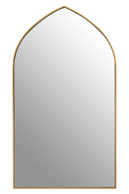 Orsina Arched Wall Mirror, Contemporary Antique Mirror, Versatile Lounge Mirrors, Compact Gold Finish Framed Mirror - image 1