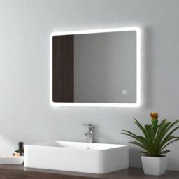 Emke 450X600mm Backlit Illuminated Bathroom Mirror, Wall Mounted Bathroom Mirror With Led Lights, Touch And Demister - thumbnail 2