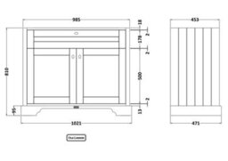Old London Floor Standing 2 Door Basin Unit 1000mm-Timeless Sand - thumbnail 2