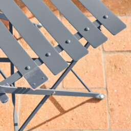 Sweeek - Round Folding Metal Bistro Garden Table With 2 Chairs Grey Blue 60X60X71 Cm - Emilia - thumbnail 5