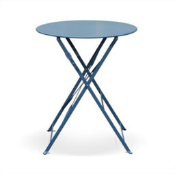 Sweeek - Round Folding Metal Bistro Garden Table With 2 Chairs Grey Blue 60X60X71 Cm - Emilia - thumbnail 9