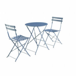 Sweeek - Round Folding Metal Bistro Garden Table With 2 Chairs Grey Blue 60X60X71 Cm - Emilia - thumbnail 8