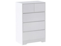Beliani Sideboard White 5-Drawer Chest Mdf Storage Unit Scandinavian Style Modern Living Room Cabinet - thumbnail 3