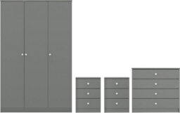 Seconique Denver 3 Door Wardrobe Bedroom Set - Grey Gloss - thumbnail 2