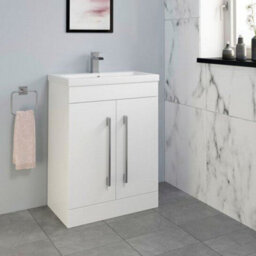 Affine 1700mm Bathroom Suite Gloss White Straight Bath Screen Toilet Vanity Unit Basin - thumbnail 4