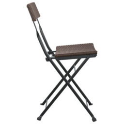 Berkfield Folding Bistro Chairs 6 Pcs Brown Poly Rattan And Steel - thumbnail 6