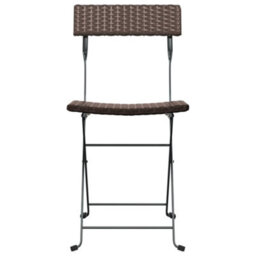 Berkfield Folding Bistro Chairs 6 Pcs Brown Poly Rattan And Steel - thumbnail 4