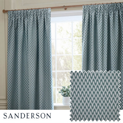 Sanderson Hutton Jacquard Room Darkening Pencil Pleat Curtain Pair Blue (W)229Cm X (D)137Cm - image 1