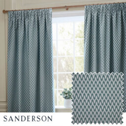 Sanderson Hutton Jacquard Room Darkening Pencil Pleat Curtain Pair Blue (W)229Cm X (D)137Cm