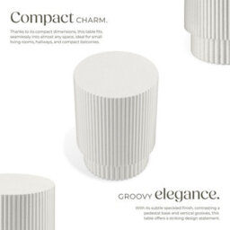 Tectake Side Table Amira Round , For Indoor And Outdoor Use, 38 X 51 Cm - Cream - thumbnail 3
