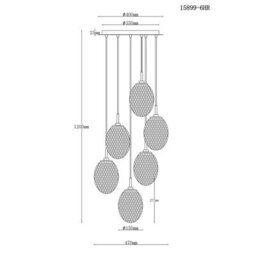 Luminosa Lighting Luminosa Devin Cluster Pendant Ceiling Light Gold Colours Matt Glass Shade 6X E14 - thumbnail 5